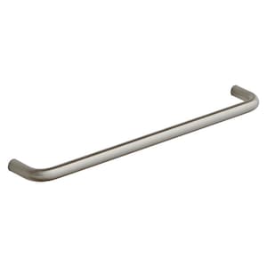 May include: A brushed nickel cabinet pull with rounded ends. The pull is approximately 25 cm long.
