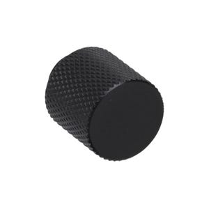 May include: A black cylindrical knob with a textured, diamond-patterned surface. The knob has a flat, circular top. The product is likely a furniture or appliance component.