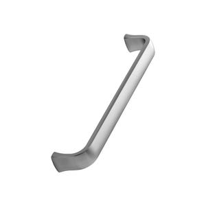 May include: A brushed nickel cabinet pull handle with a curved design. The handle is a single piece with a rectangular grip at each end and a smooth, slightly angled bar in the middle. The hardware is shown against a white background.
