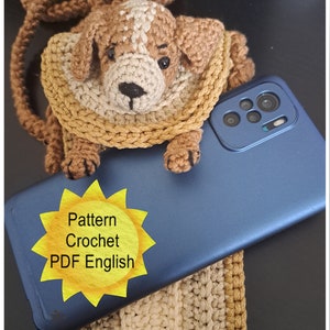 SCHEME PDF case /bag for phone, detailed master class amigurumi dog, eco bag