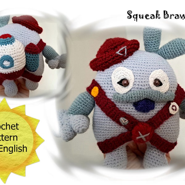 Crochet pattern Squeak Brawl Stars, detailed master class, eco toy for children