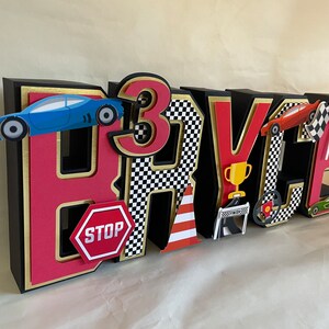 Two Fast Birthday 3D Letters Racing Party 3D Name Letters Racing ...