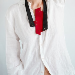 Contemporary Leather Bib Necklace, Collar Necklace, Architecture Jewelry, Women Necklace, Collar Bib Necklace, Fashion Necklace by YUMO