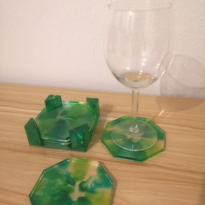 Glass coaster set, octagonal - 6 pieces (glass coaster set, octagonal - 6 pieces)