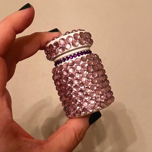 Pink Bedazzled Pill Bottle, Rhinestone Medicine Bottle, Bedazzled Bottle