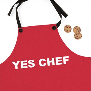 Yes Chef Apron, Merch Fun Gifts, Funny Aprons, TV Show Apron, Full-Length Apron, Foodie Gifts, Red Apron, Womens Apron, Mens Apron, Unisex
