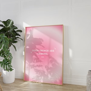 Positive Aura Print DIGITAL - Spiritual Poster Affirmation Prints Gradient Wall Art Preppy Colourful Aura Poster Pastel Pink Coquette decor