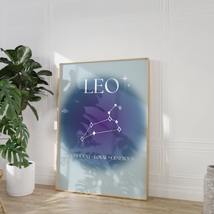 Leo Star Sign Print: Gradient Aura Zodiac Art (Digital Download)