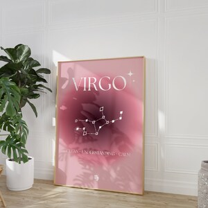 Virgo Star Sign Print: Pink Aura Zodiac Art (Digital Download)