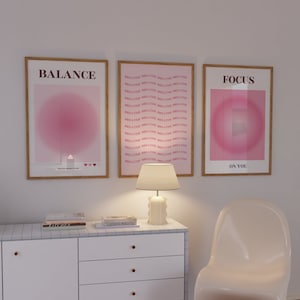 Positive Aura Prints Set of 3 DIGITAL - Spiritual Poster Affirmation Art Prints Aesthetic Gradient Wall Art Trendy Colourful Aura Poster Set
