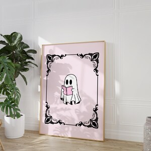 Pink Vintage Ghost Print DIGITAL - Trendy Cake Posters Dark Academia Witchy Aesthetic Moon Bats Pastel Decor Floral Vampire Girly Bow