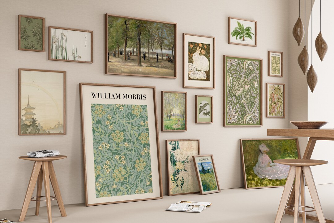Sage Green Gallery Wall Set of 15 DIGITAL - Minimal Art Prints Neutral ...