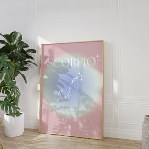 Scorpio Star Sign Print: Pink Aura Zodiac Art (Digital Download)