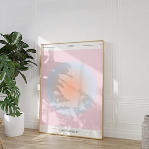 Positive Aura Print DIGITAL - Spiritual Poster Affirmation Prints Aesthetic Gradient Wall Art Preppy Colourful Aura Poster Pastel Pink Moon