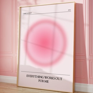 Positive Aura Print DIGITAL - Spiritual Poster Affirmation Prints Gradient Wall Art Preppy Colourful Aura Poster Pastel Pink Coquette decor