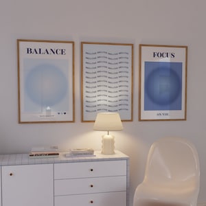 Positive Aura Prints Set of 3 DIGITAL - Spiritual Poster Affirmation Art Prints Aesthetic Gradient Wall Art Trendy Colourful Aura Poster Set
