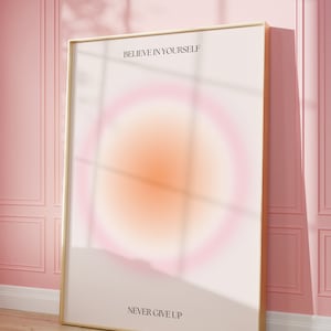 Impresión de aura positiva DIGITAL - Cartel espiritual Afirmación Impresiones Estética Degradado Arte de la pared Preppy Colorido Aura Cartel Pastel Rosa Luna