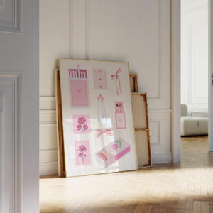 Trendy Matchbox Pink Print DIGITAL - Coquette Room Decor Retro Poster Pastels Bar Cart Wall Art Floral Funky College Dorm Vintage Aesthetic