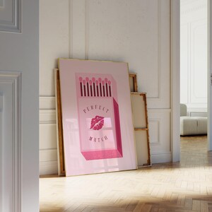 Trendy Matchbox Pink Print DIGITAL - Coquette Room Decor Retro Poster Japanese Bar Cart Wall Art Floral Funky College Dorm Vintage Aesthetic