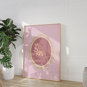 Impressão de rena vintage DIGITAL - Rosa Trendy Xmas Poster Gallery Wall Coquette Bows Presentes Festivo Inverno Decoração de quarto Boho Red Holiday Santa