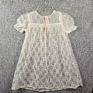 Vintage Lace Dress Floral Puff Sleeve  - Kids Girl&#39;s Size 6X