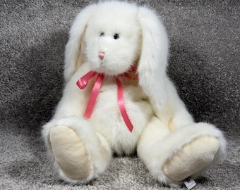 Boyds Collection pluche konijn wit roze lint slappe oor konijn vintage