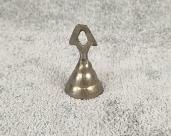 Hand Bell Brass Vintage Beehive Tiered Etched Decorative Unisex 3in