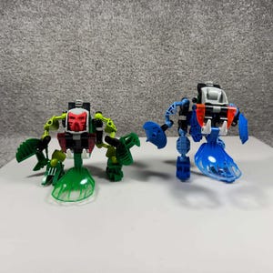 LEGO Bionicle Bohrok Gahlok 8562 Lehvak 8564 blauwgroen set met handleidingen