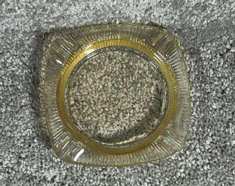 Jeannette Ashtray Gold Iridescent Floragold Louisa Glass MCM