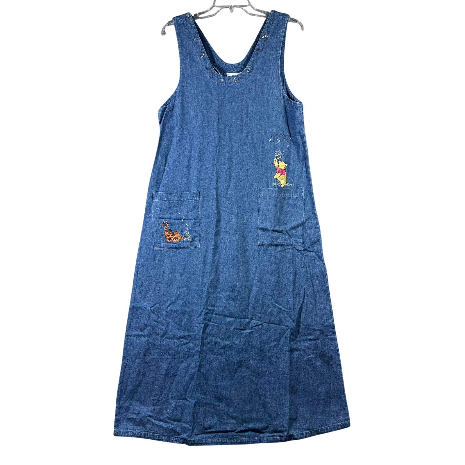 winnie the pooh denim dress Vintage 90's Winnie the Pooh Denim Dress – CobbleStore Vintage main image 1