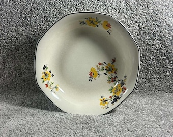 Homer Laughlin Achteckige Schüssel Creme Gelb Floral Vintage USA