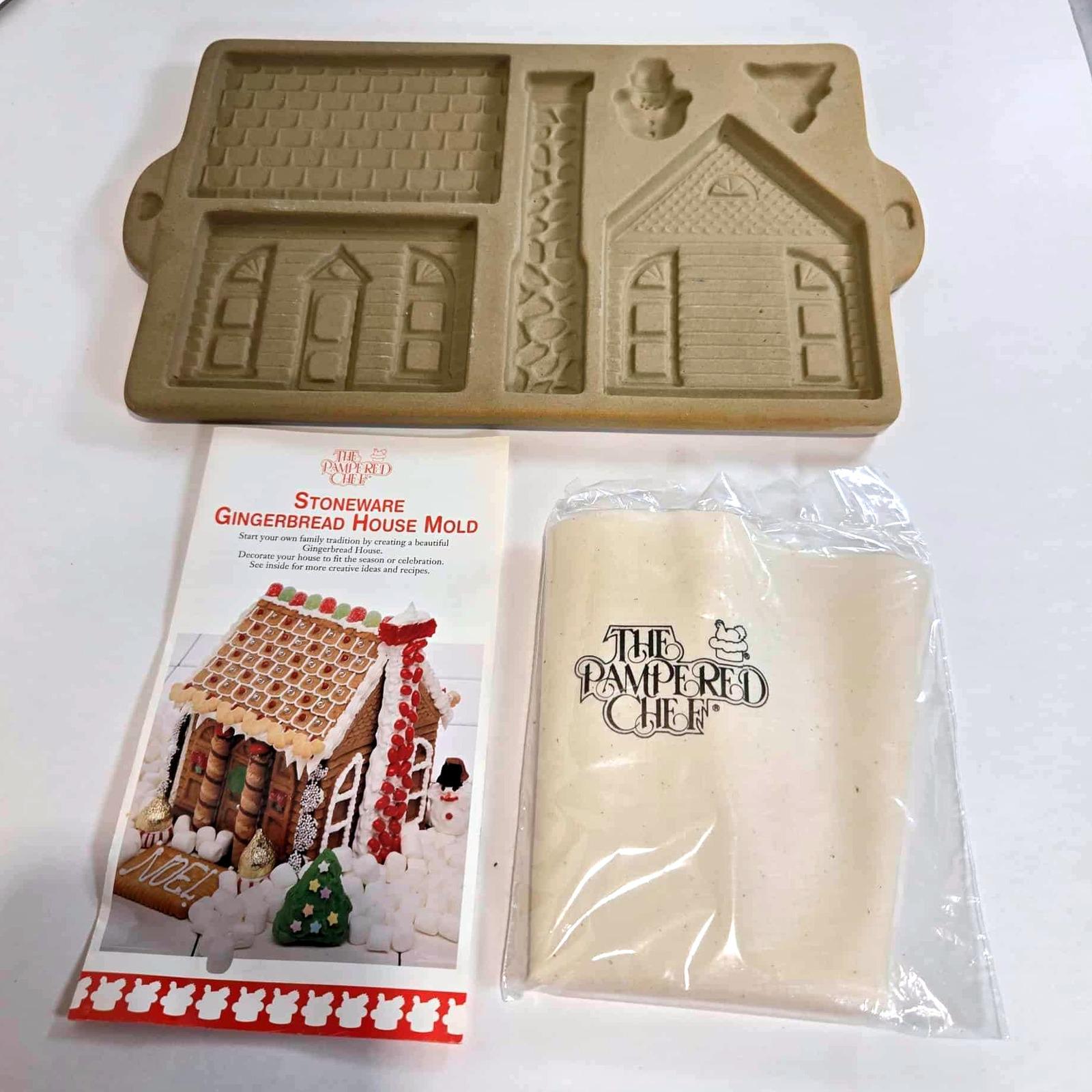 Pampered Chef Gingerbread House Mold Stoneware Baking Pan Kit New