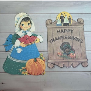 Vintage THANKSGIVING Paper Die Cut Posters Wall Hangings