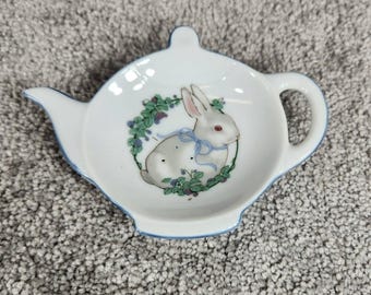 George Good Tea Bag Caddy White Rabbit Fabrizio 1986 Japan Vintage OS