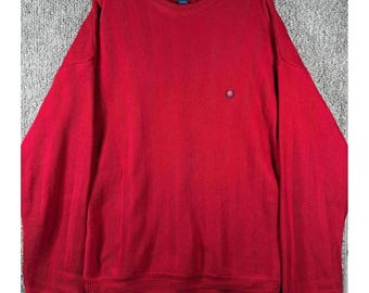 Chaps Ralph Lauren Sweater Red Chevron Knit Cotton Crewneck Mens XXL