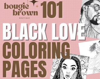 Libro para colorear "Amor negro": Más de 100 ilustraciones románticas de parejas (Descarga digital)
