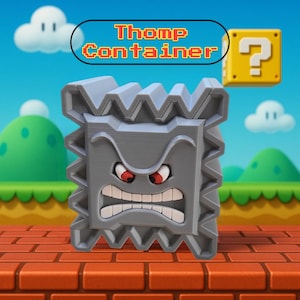 Récipient de rangement Thwomp - Décoration de joueur inspirée de Mario