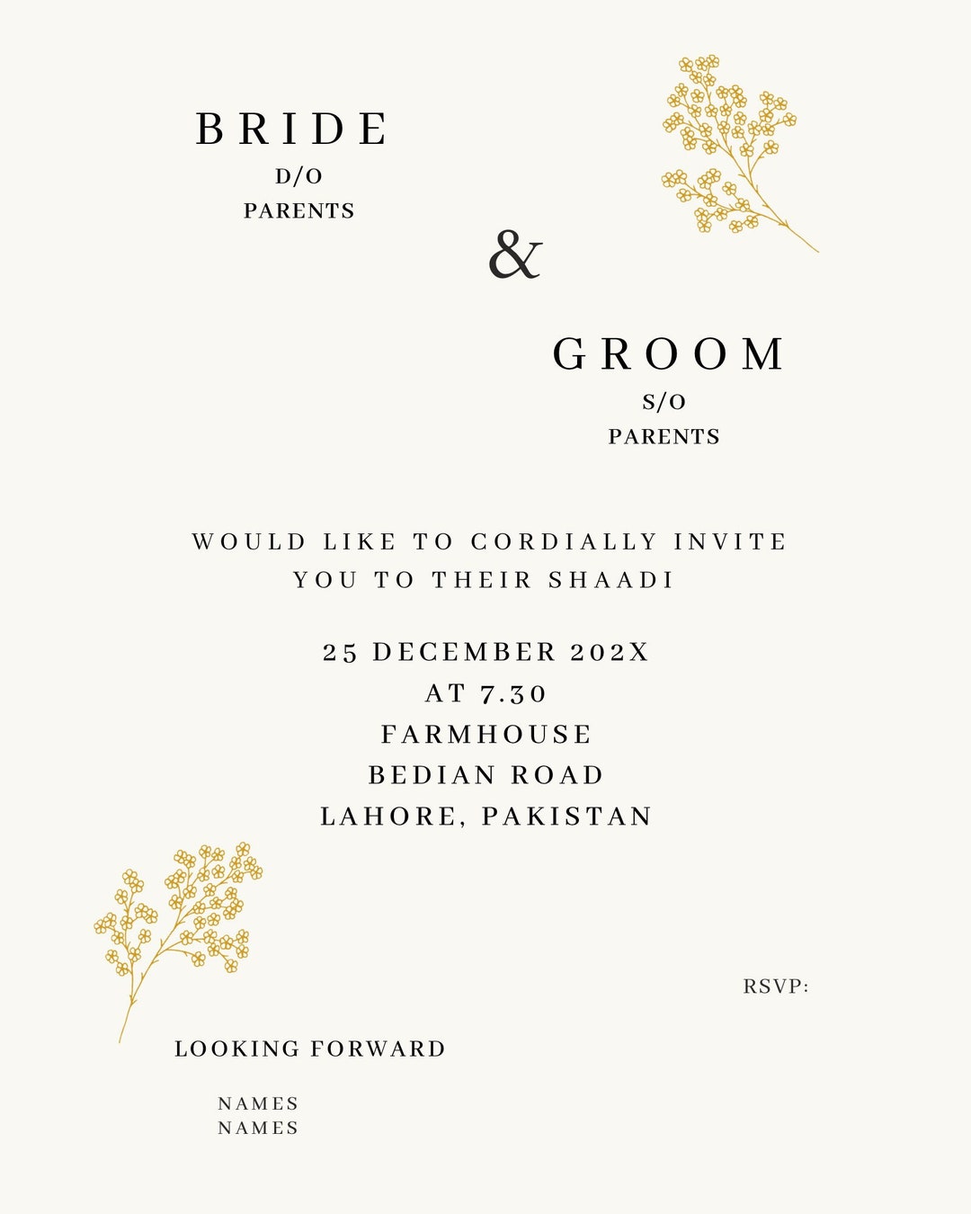 TEMPLATE for Your Wedding Card! Desi Indian Pakistani Wedding Invite - Etsy