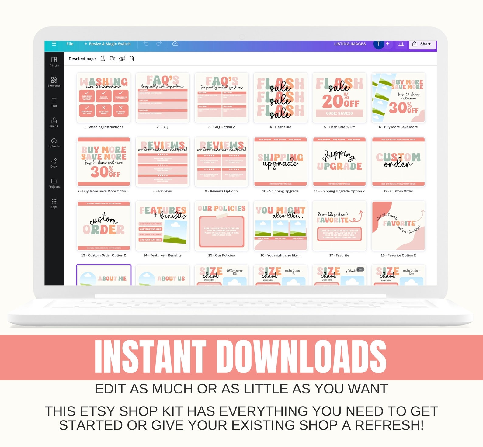Etsy Shop Kit Etsy Shop Template Canva Etsy Shop Branding Kit Etsy Shop