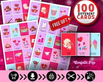 Valentine's Day Loteria Game: Bilingual Bingo (Digital Download)