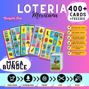 Jogo de Loteria Mexicana Digital para Impressão MEGA BUNDLE PDF - Edição Clássica Loteria Mexicana (Bingo Mexicano)