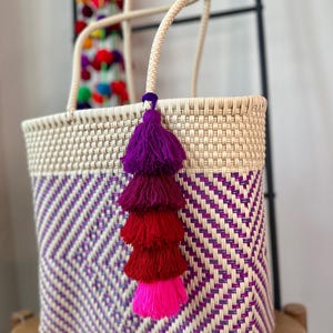 Large Handwoven Mexican Tote Bag - Eco-Friendly, Waterproof, Artisan, Market, Beach, Mercado Recycled Plastic Woven, Handmade, lunch bag