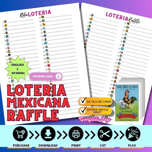 Mexican Loteria Raffle Sheet | Rifa de Loteria - PDF