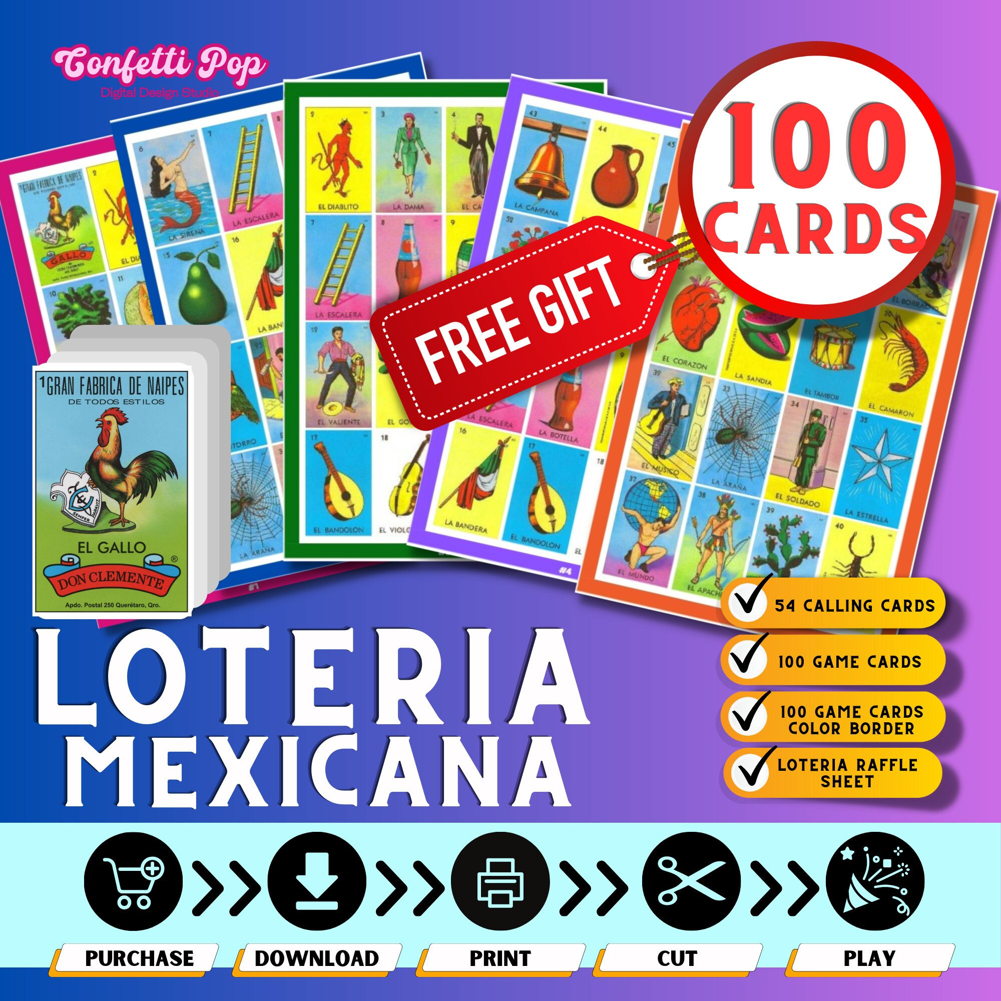 Mexican Loteria Game 20 Cards Printable PDF Pozito Y 4 -  Australia
