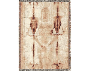Shroud of Turin Woven Blanket with Jesus Image Biblical Throw Blanket Sacred Shroud of Turin Tapestry Spiritual Gift Religious
