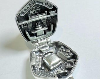 Polly Pocket, ciondolo a forma di angelo con pietra portafortuna, autunno, compleanno, libro di gioielli, ciondolo in argento sterling per medaglione/braccialetto/collana