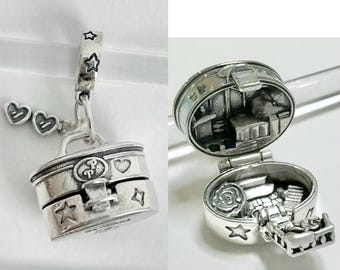 Polly pocket Summer Villa Vanity case Sterling silver charm for bracelet/necklace/locket