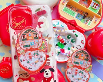 Polly Pocket Christmas Wonderland Holiday MagSafe Phone Grip con supporto espandibile per cellulare, supporto per telefono / supporto per telefono
