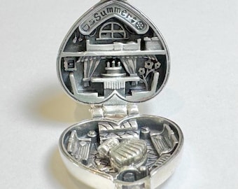 Polly Pocket angel pocket Birthstone Summer birthday jewelry book Sterling silver locket charm for locket / bracelet / necklace