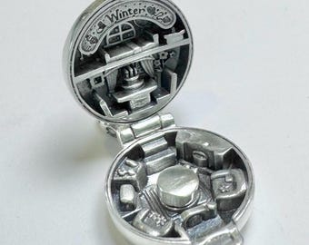 Polly Pocket, libro di gioielli per il compleanno invernale con pietra portafortuna, ciondolo in argento sterling per medaglione/braccialetto/collana